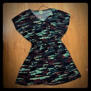 Black, Coral, and Teal Dress